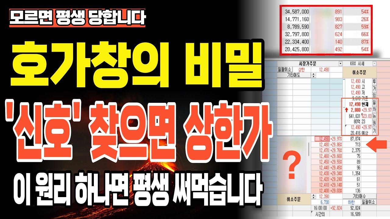 호가창 보는법! 호가창의 비밀에 대해 알려드립니다 '저는 매일 호가창에서 '이것'만 찾아서 상한가 3번 먹었습니다'(평생 써먹는 호가창 매매기법)