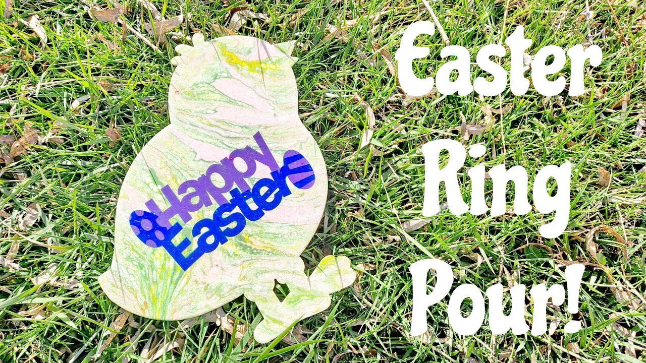 Easter Tree Ring Fluid Painting. Acrylic Paint Pouring. Super Cute!