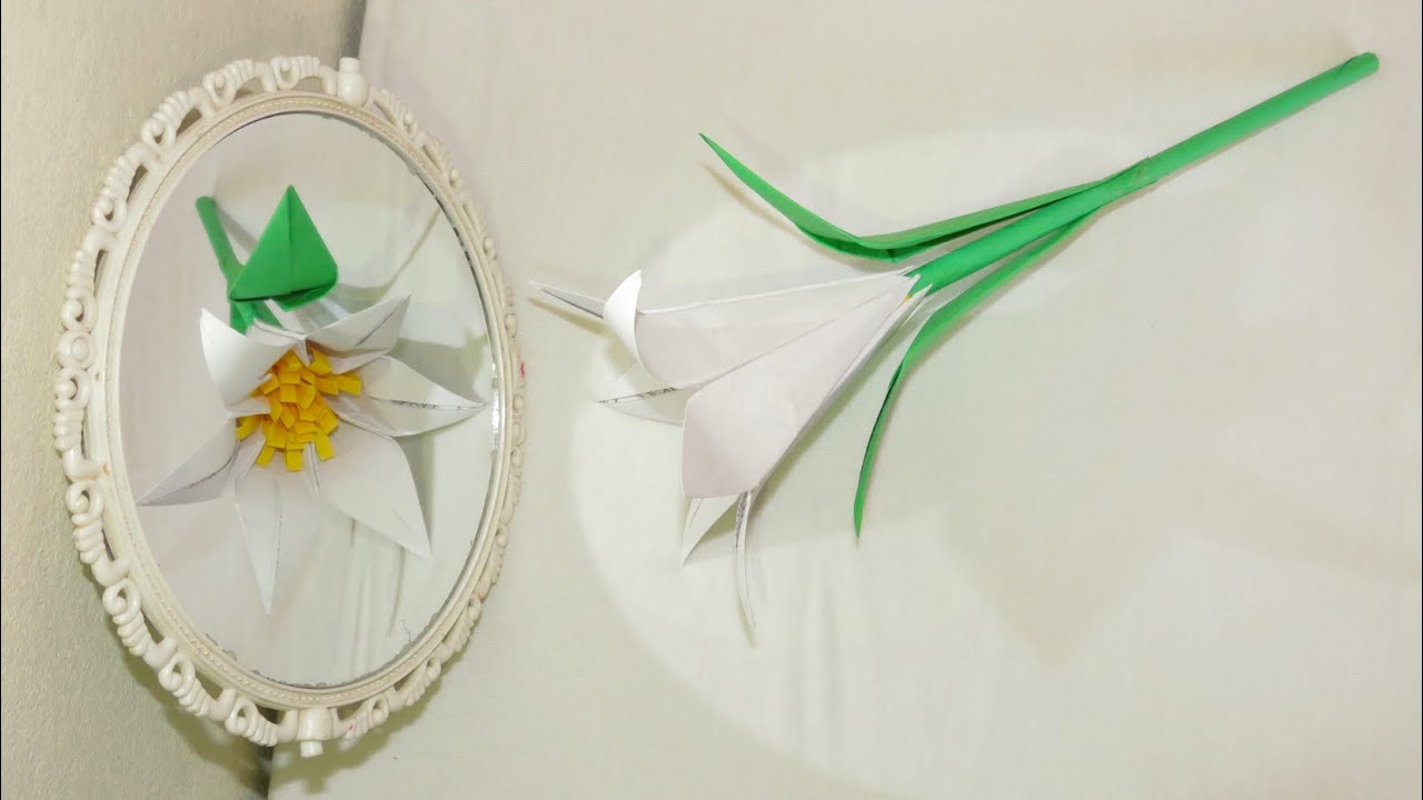 Step by step how to make paper lily flower/diy paper flower/origami flower tutorial/easy paper craft