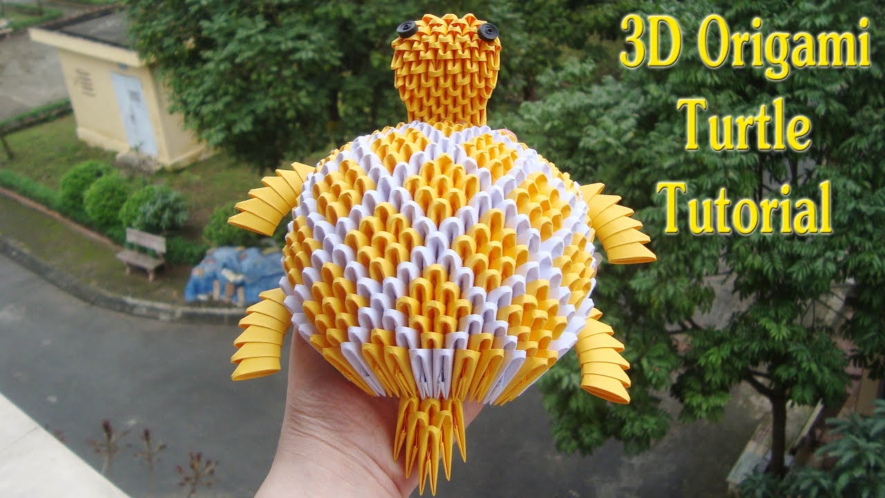 How To Make 3D Origami Turtle, paper turtle decor  | Cómo hacer 3d tortuga origami