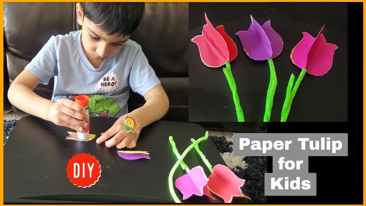 3D Paper Tulip Origami | DIY Tulip Flower | Cutting Activity for kids #craftideas #craft