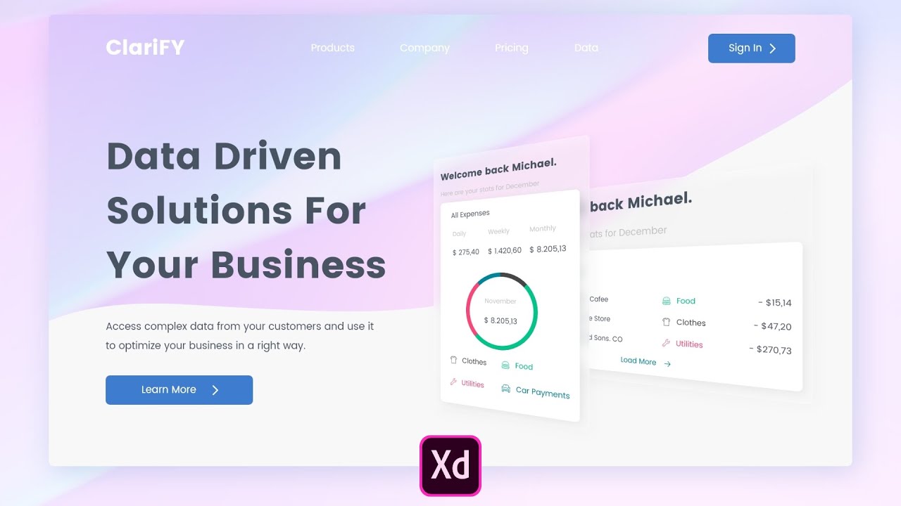Create 3D Website Animations In Adobe Xd ( Glass Morphism Effect)