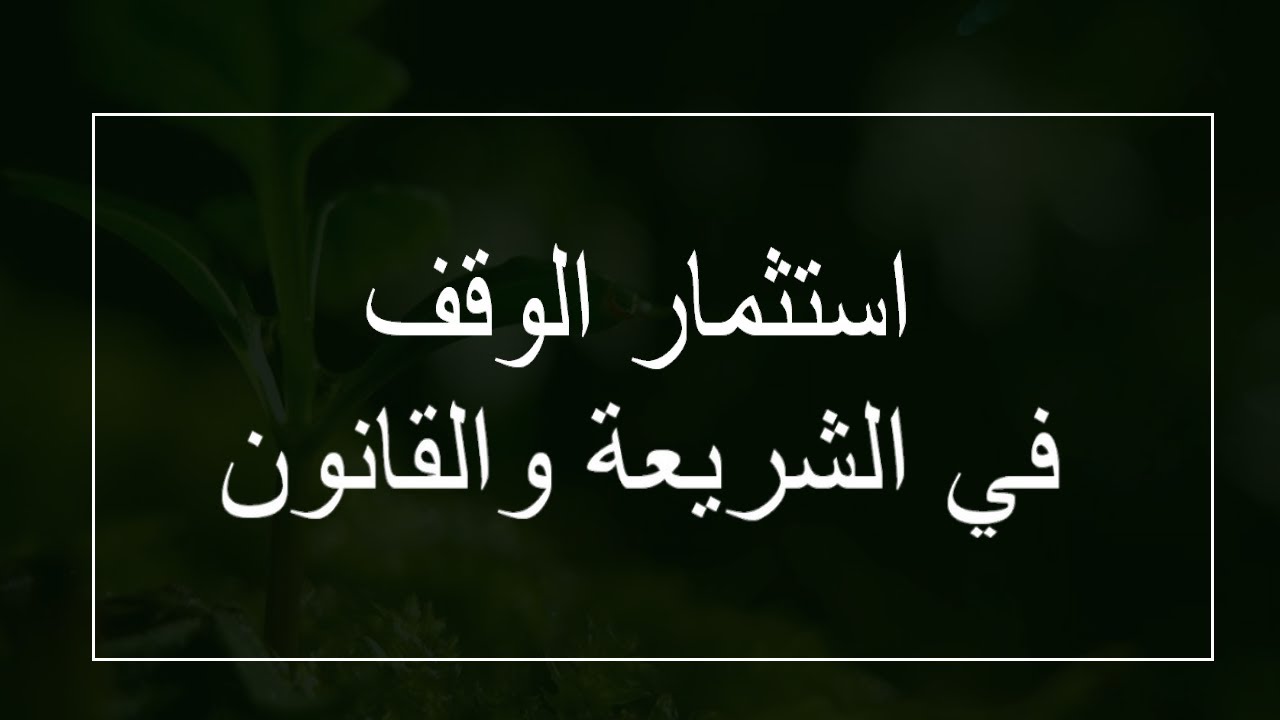 استثمار الوقف في الشريعة والقانون / مداخلة الدكتور سعيد بويزري 2021/12/24