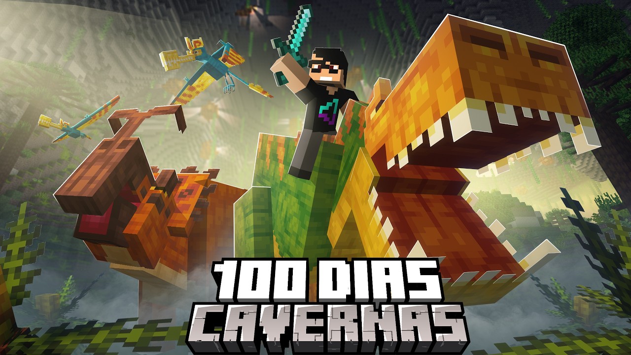 Sobrevivi 100 dias em um mundo SOMENTE DE CAVERNAS COM ALEX CAVES no Minecraft - O FILME