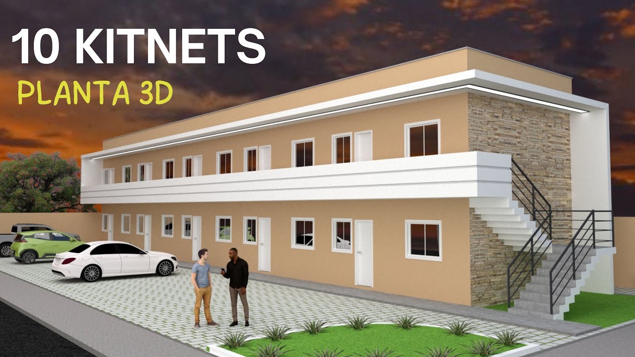 PROJETO COM 10 APARTAMENTOS | Planta de kitnet com 1 quarto para alugar e viver de kitnet