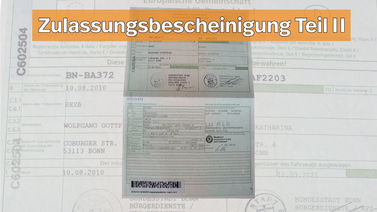 Zulassungsbescheinigung Teil 2 &ndash; Schnell erkl&auml;rt! I Kennzeichenbox.de