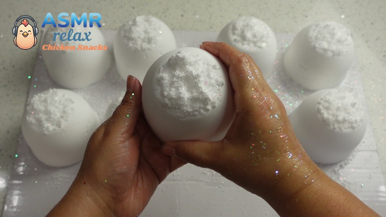 White Snow Topped Glittery mounds |ASMR Crushing