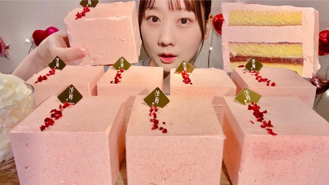 ASMR Ягодный масляный торт【русские субтитры】【Mukbang/ Eating Sounds】
