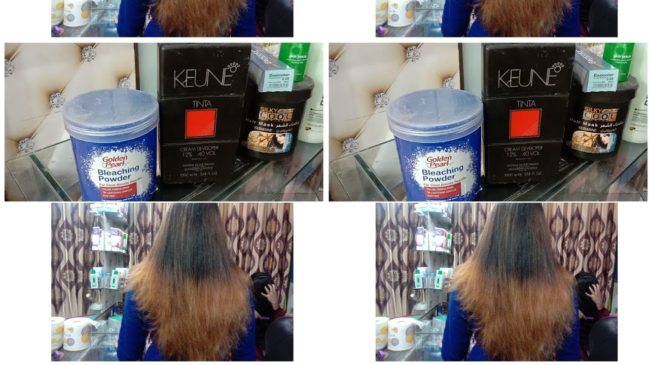 Half Hair cut down and color with Golden pearl powder (style up saloon official)