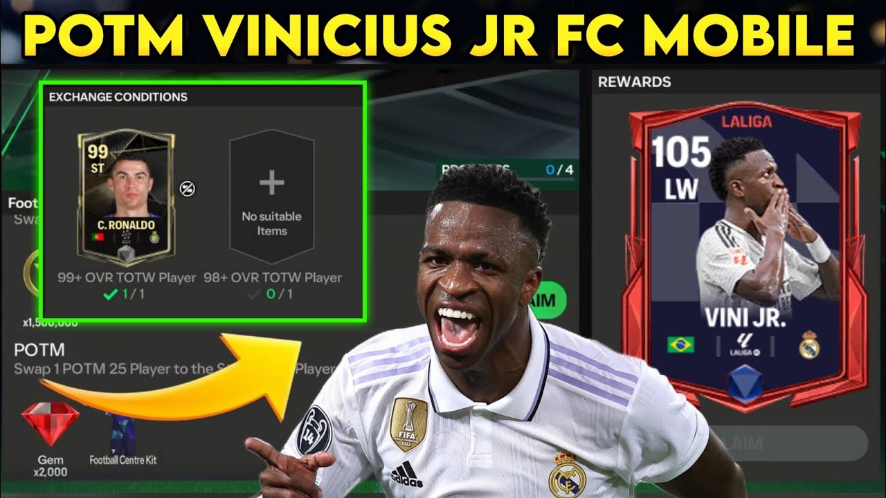 КАК ПОЛУЧИТЬ БЕСПЛАТНОГО VINICIUS JR: ОБМЕН 1 ИГРОКА POTM 25 В ОСНОВНОЙ СОСТАВ В EA FC FIFA MOBIL...