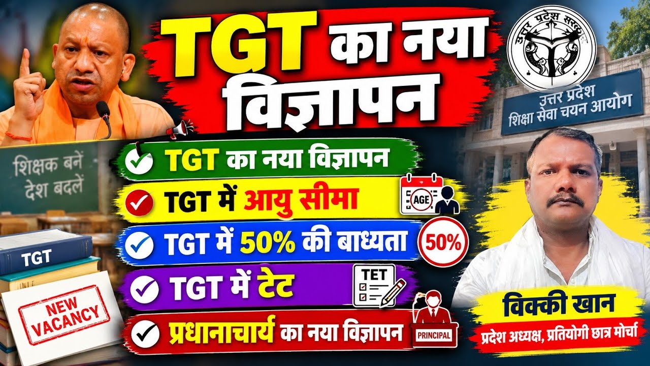 UP TGT NEW VACANCY, AGE LIMIT, 50 PERCENT, TGT MEN TET, NEW PRINCIPAL VACANCY