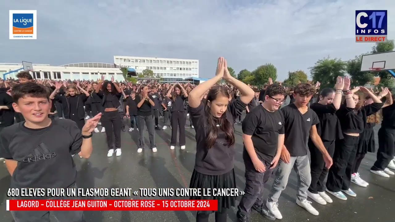 FLASHMOB GÉANT POUR OCTOBRE ROSE COLLÈGE JEAN GUITON LAGORD