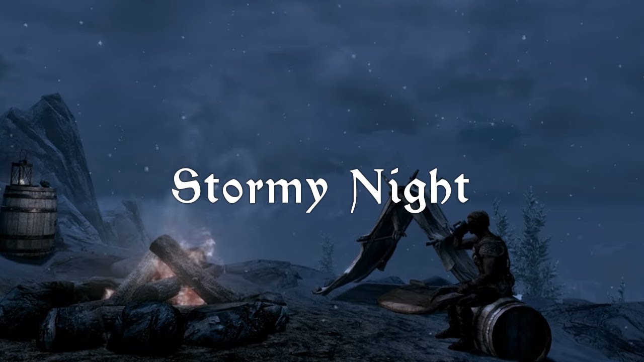 Stormy Winter Night in Skyrim 🎧 Atmospheric Music & Ambience