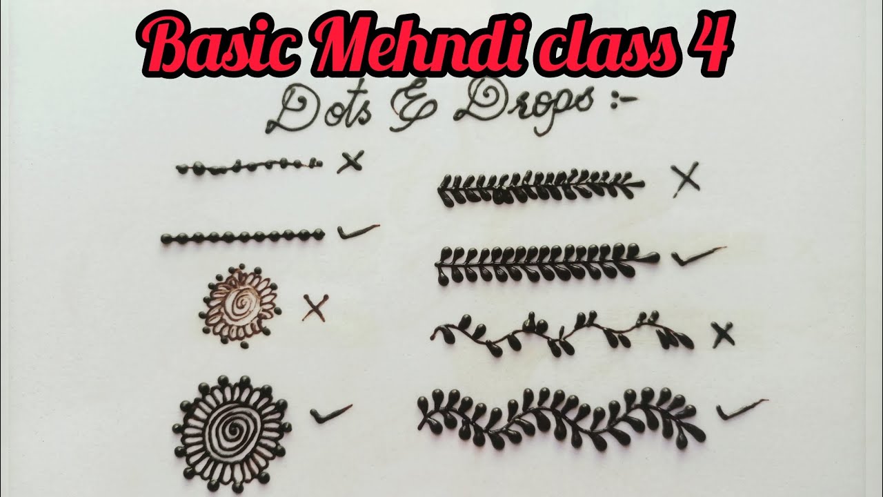 learn basic Mehndi elements | basic elements for beginners | class 4