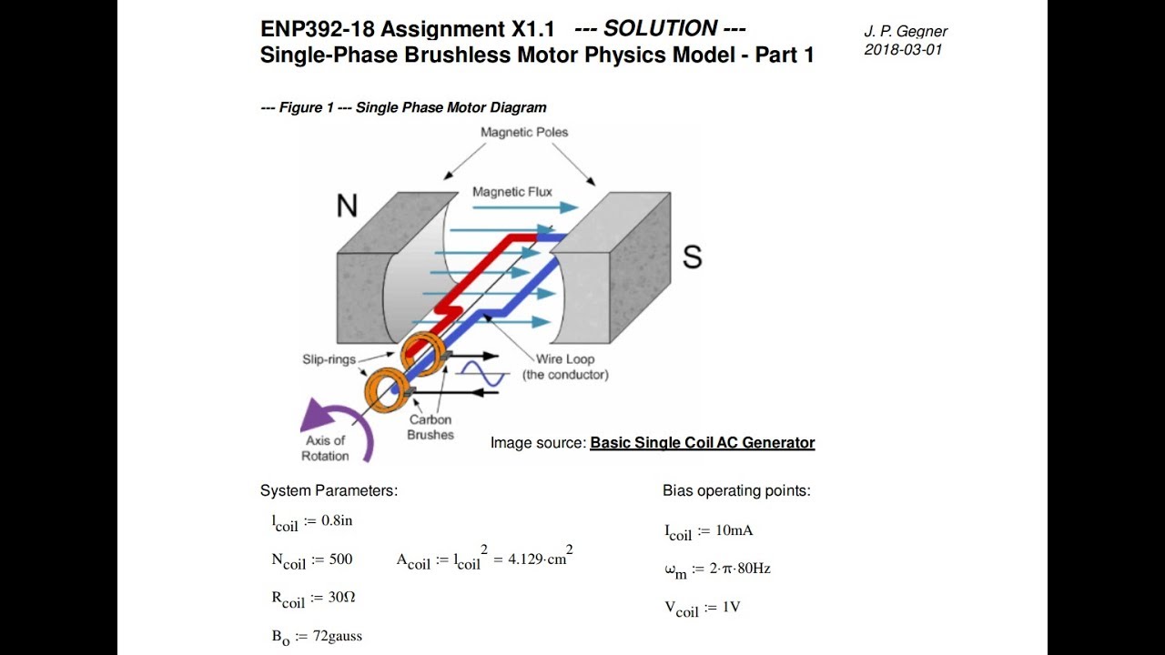 Single Phase Brushless Permanent Magnet Motor Simple Physics Model - PART 1