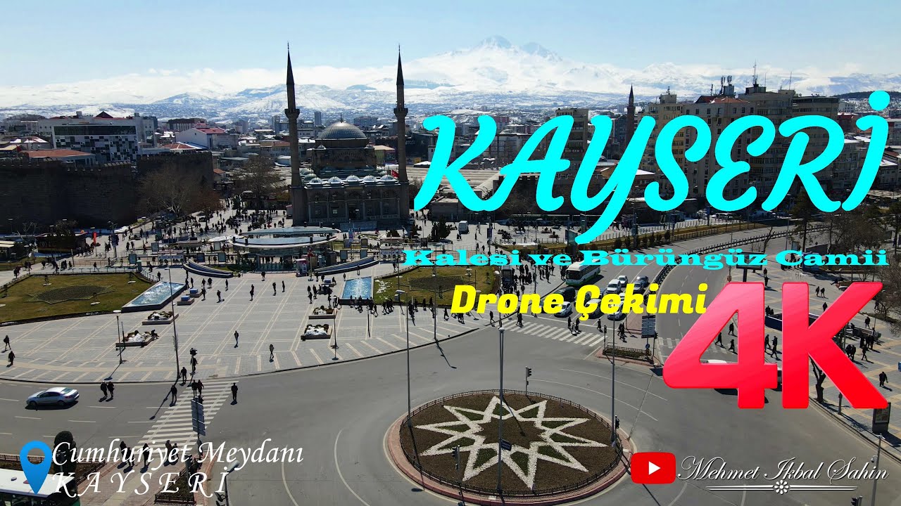 KAYSERİ - Kalesi ve Bürüngüz Camii / 4K Havadan Çekim / Çağırırım Ey Dost Seni fon / 22.3.22