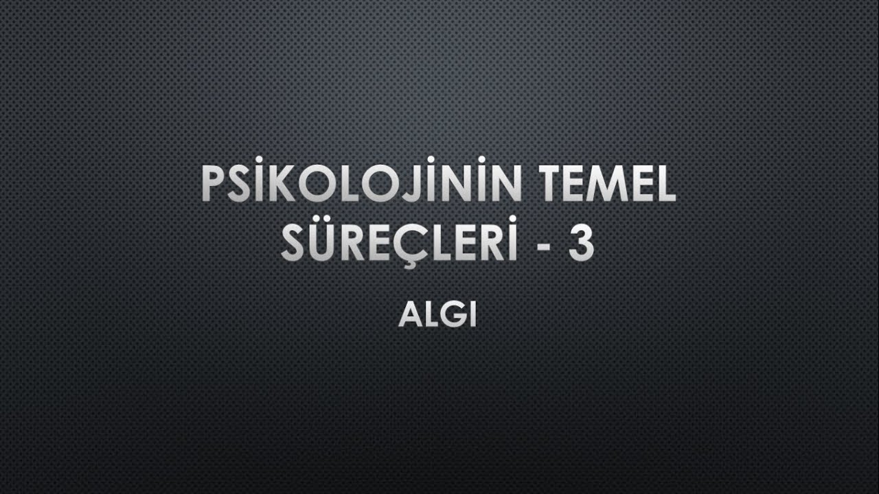 PSİKOLOJİNİN TEMEL SÜREÇLERİ - 3 ALGI