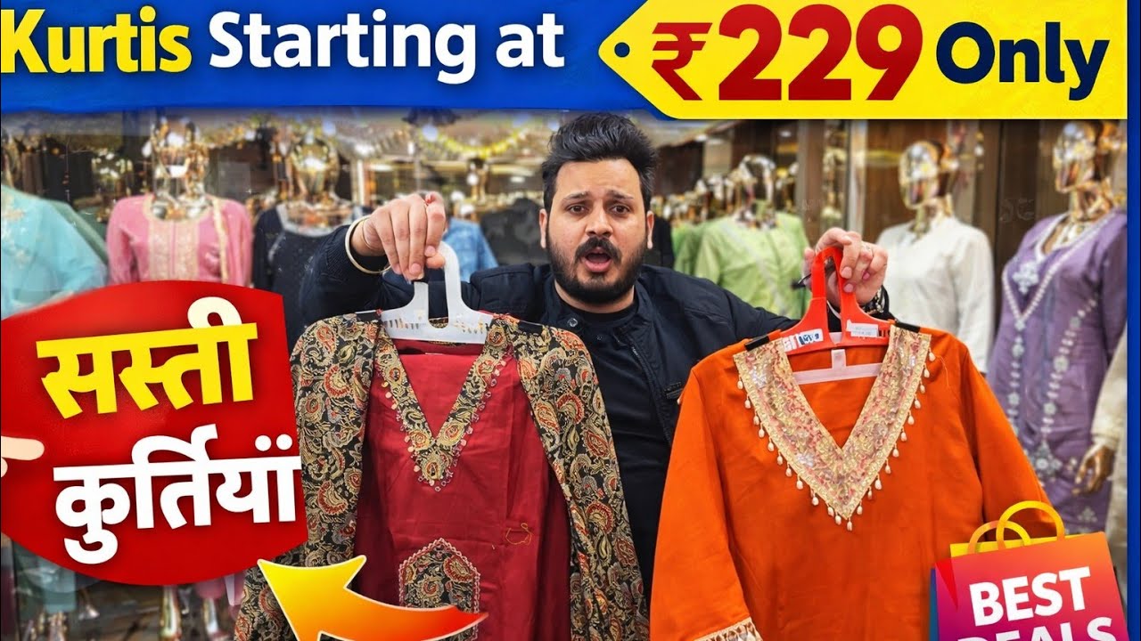 मात्र ₹229 में Kurti Pant Dupatta Set! 😍 Delhi Kurti Wholesale Market | Saini Sahab Vlogs