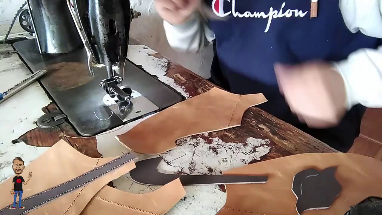 proceso de costura de un nuevo zapatos.
