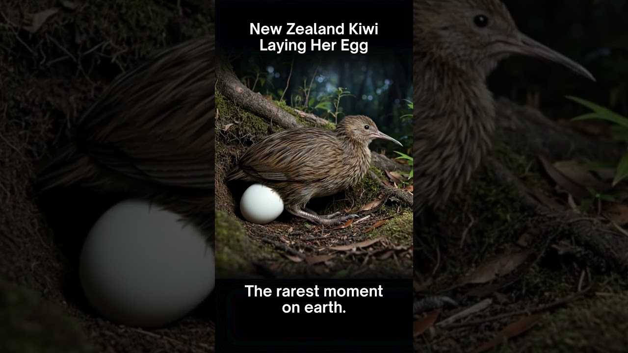 Rare Moment: Kiwi Lays Giant Egg In Burrow #wildlife #animals