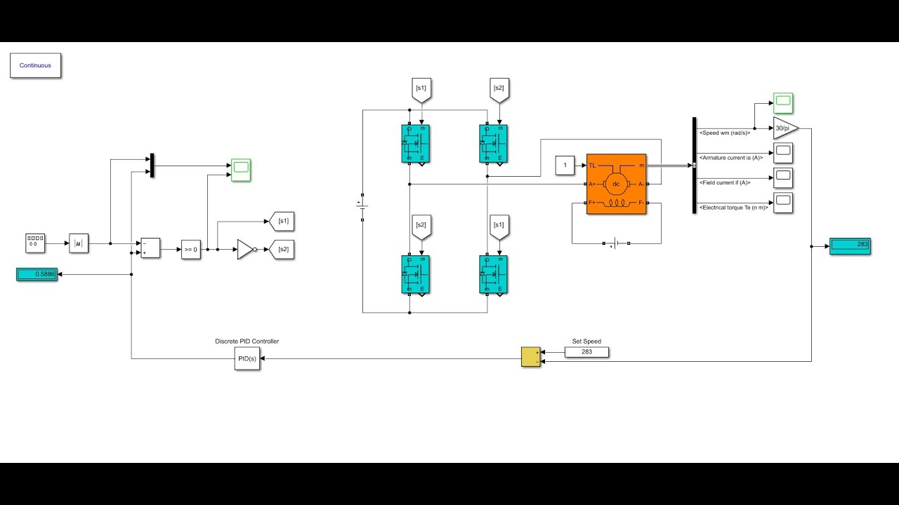 Four Quadrant DC Motor Control with Simulink (slx file included)