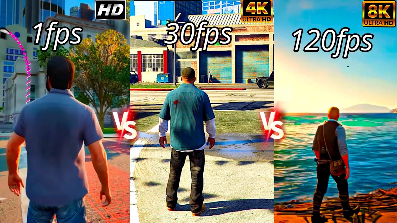 GTA 5 1fps Vs 10fps vs 30fps vs 60fps vs 120fps How much Fps is good For playing gta 5