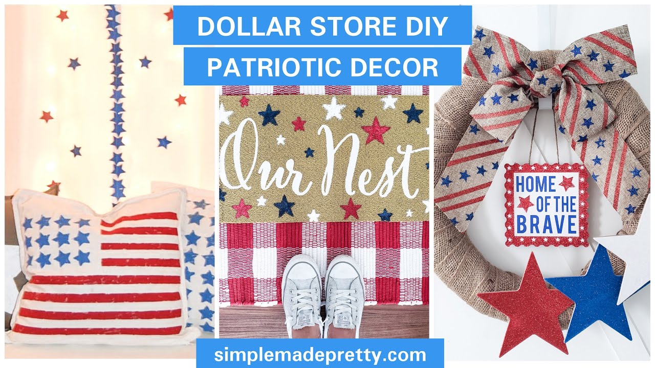 DOLLAR Store DIY Patriotic Decor - July 4th - Memorial Day - Red, White, Blue Porch Decor