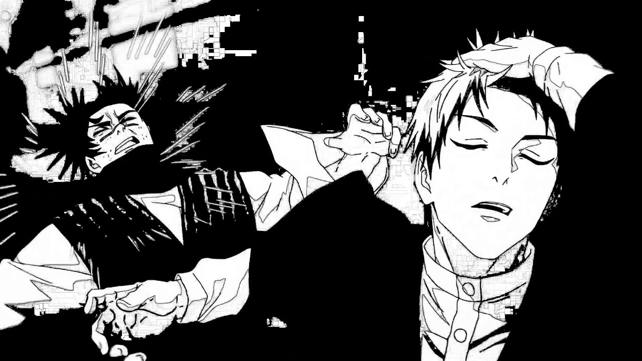 Choso VS Naoya Zenin but all colors have been removed
