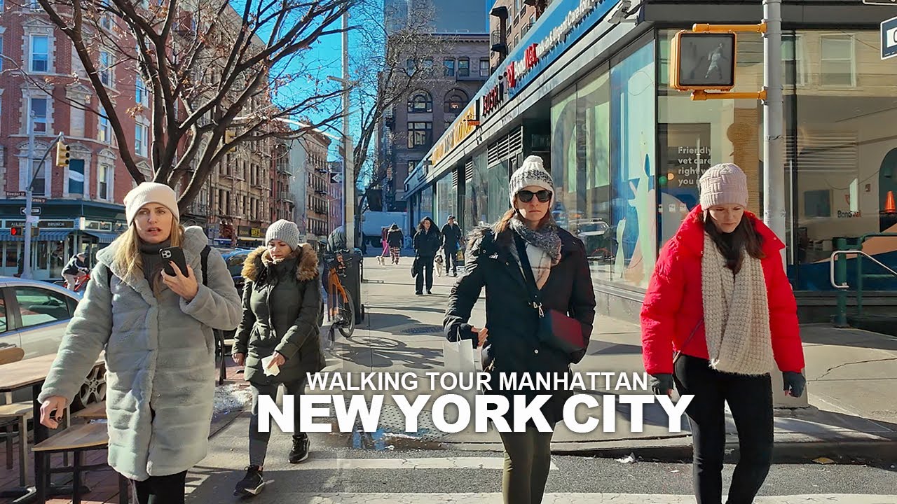 New York Manhattan Winter Walk, Broadway, SoHo, 7th Avenue, 42nd Street, Madison Avenue, 6th Avenue