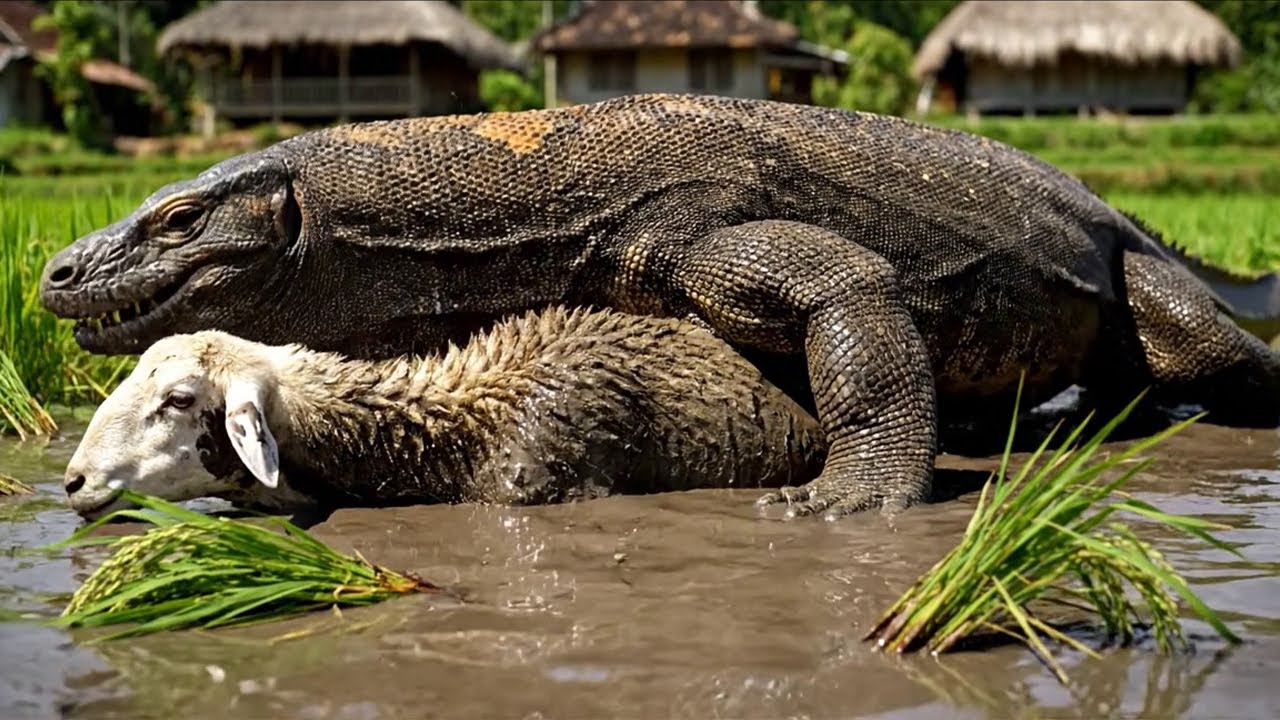 Герои сражаются с гигантским комодским вараном, чтобы спасти овец