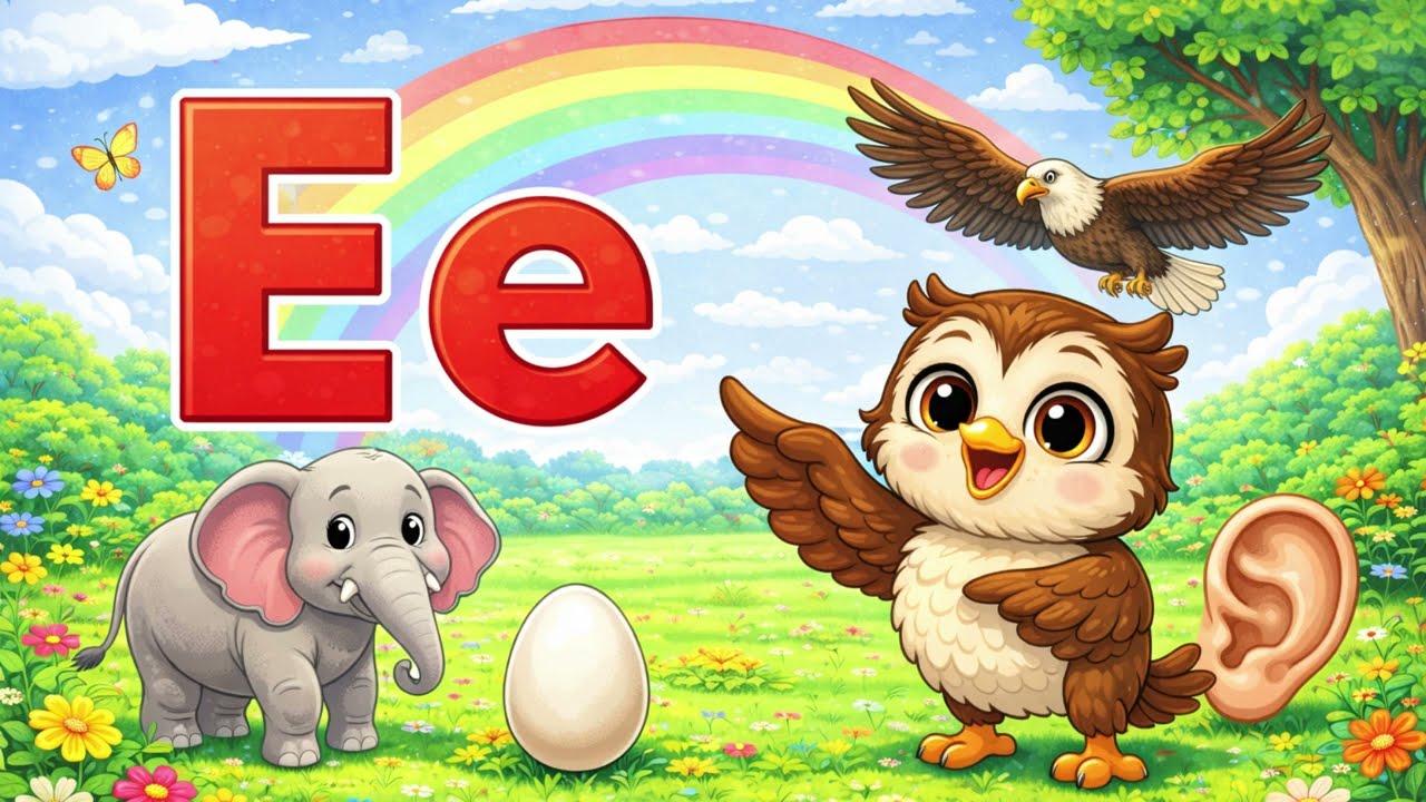Learn the Letter E with Ollie the Owl 🦉 | ABC Song for Kids