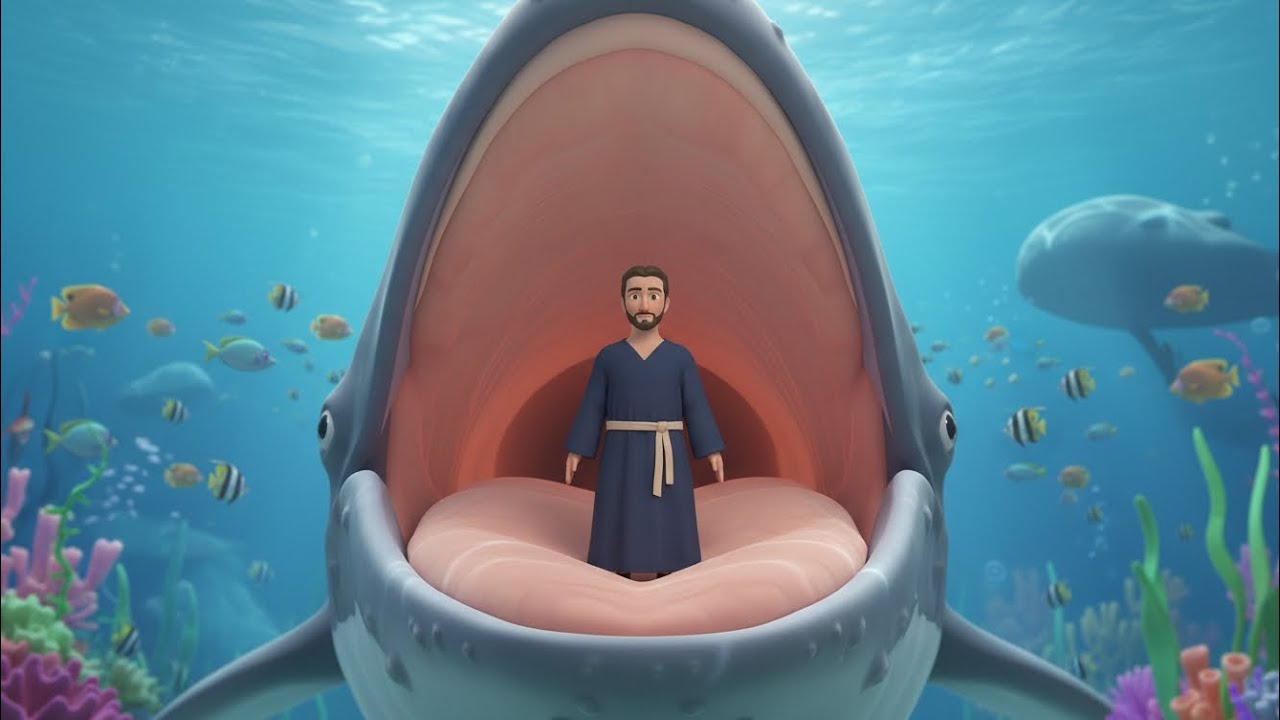 يونان النبي في بطن الحوت وعناية الله به🐳 وتوبة أهل نينوى🙏 – قصة ملهمة للأطفال والكبار