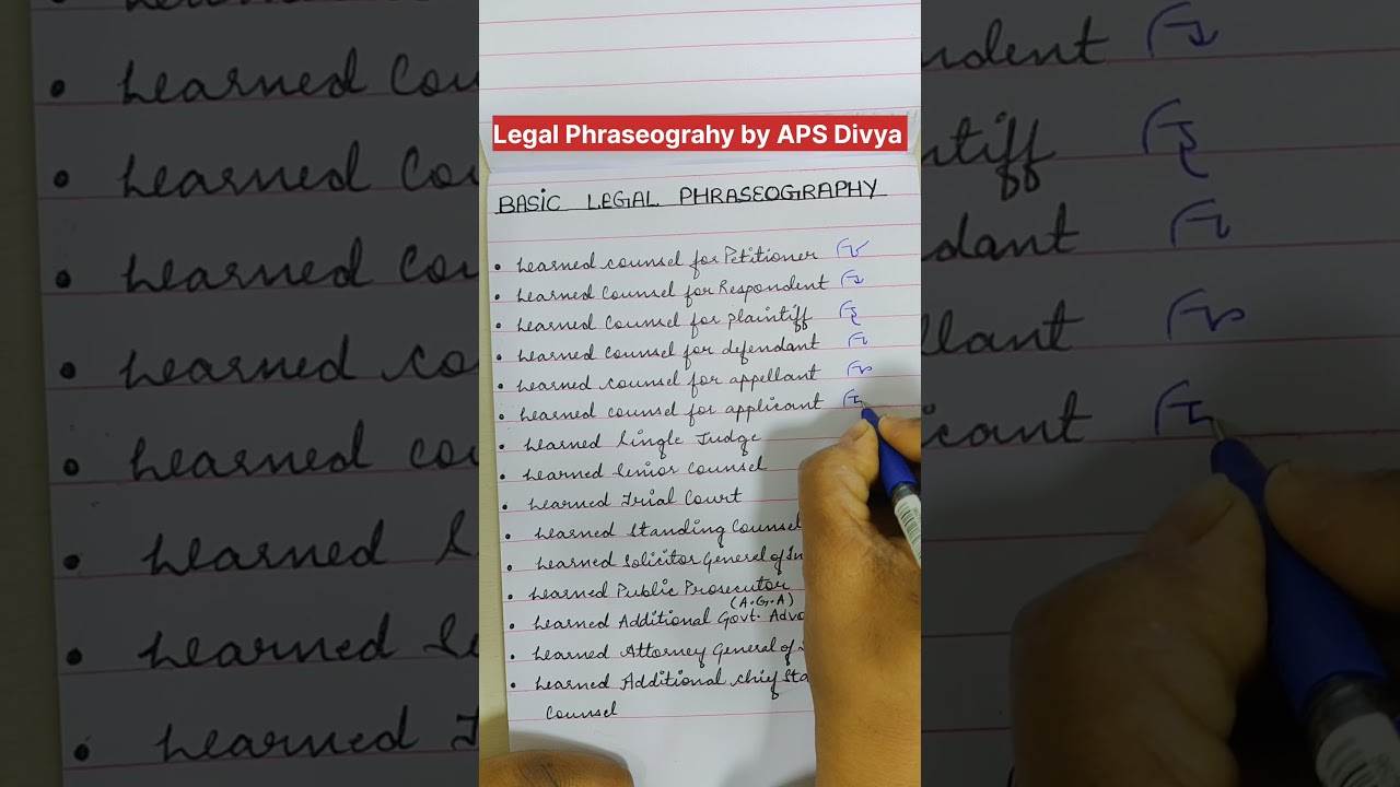 Legal Phraseograhy by APS Divya l #Shorthandbattle #Apsdivya #divyaaps #divyaallahabadhighcourt #aps