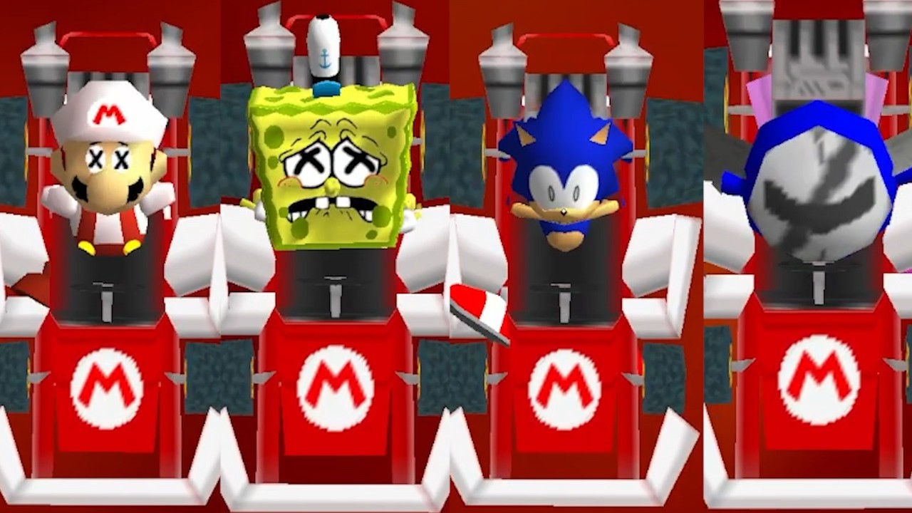 All Special Characters falling with Special Karts in Lava