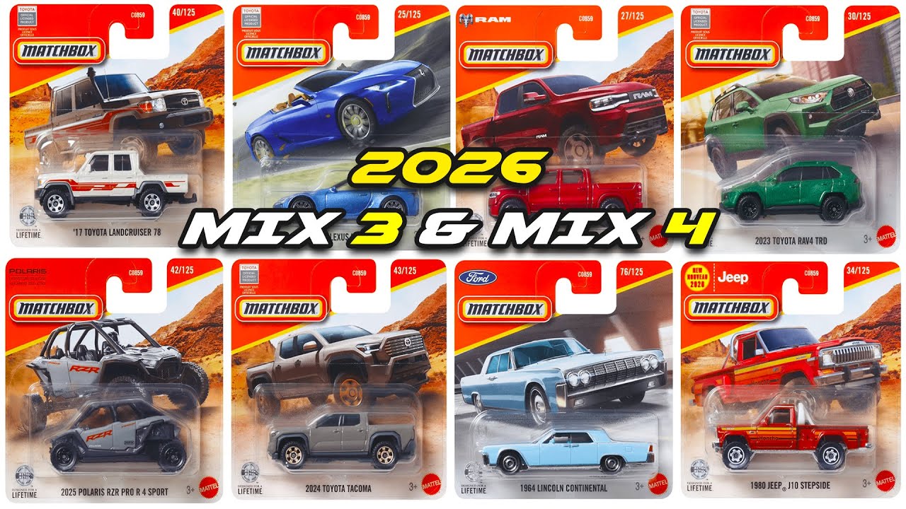 Витрина &mdash; Matchbox 2026 Mix 3 и Mix 4 Basics, Toyota Land Cruiser 78, Polaris RZR, Pop Race и мно...