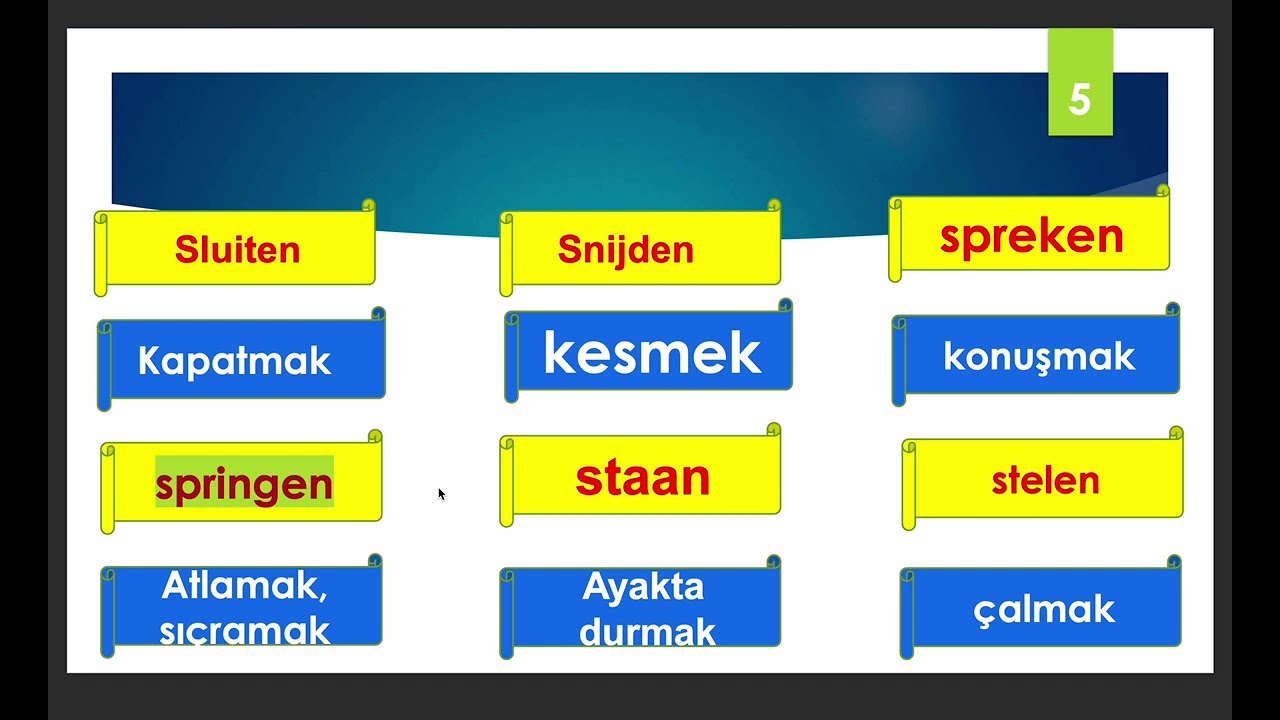 HOLLANDA A1 SEVIYESI ICIN EN ONEMLI 60 FIIL VE TURKCESI l (  HOLLANDA UYUM SINAVI HAZIRLIK )