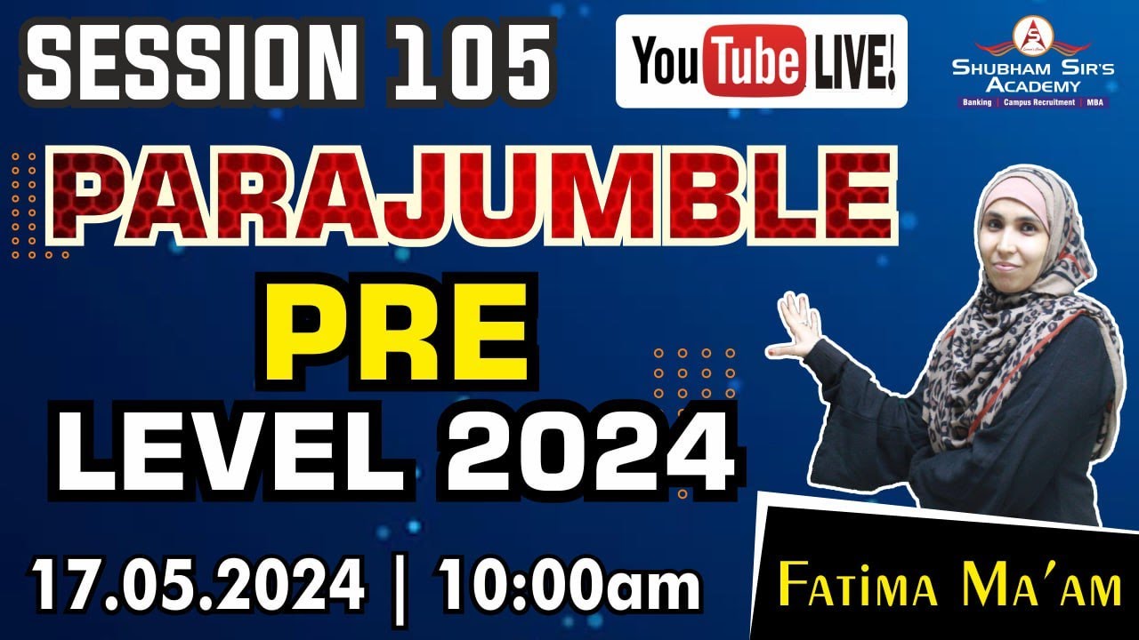 ENGLISH SESSION 105 | English Parajumbles Pre Level 2024 | 17.05.2024  #bankingenglish #fatimamam