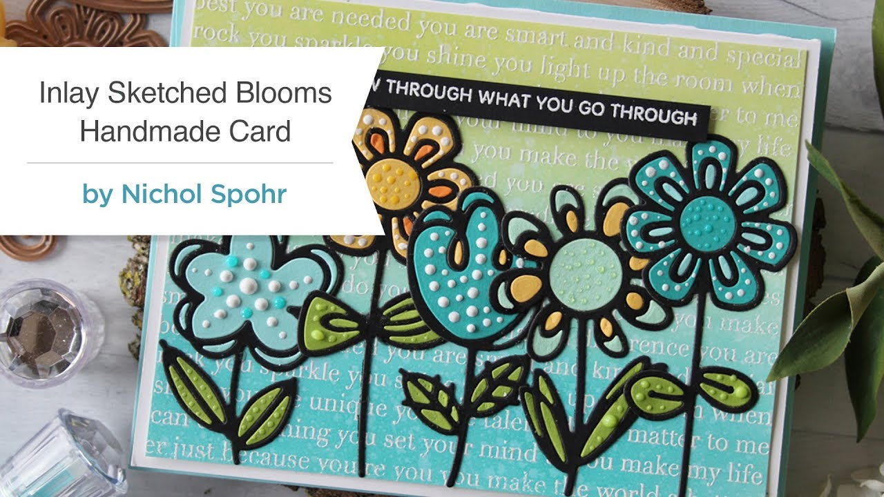 Inlay Sketched Blooms Handmade Card with Nichol