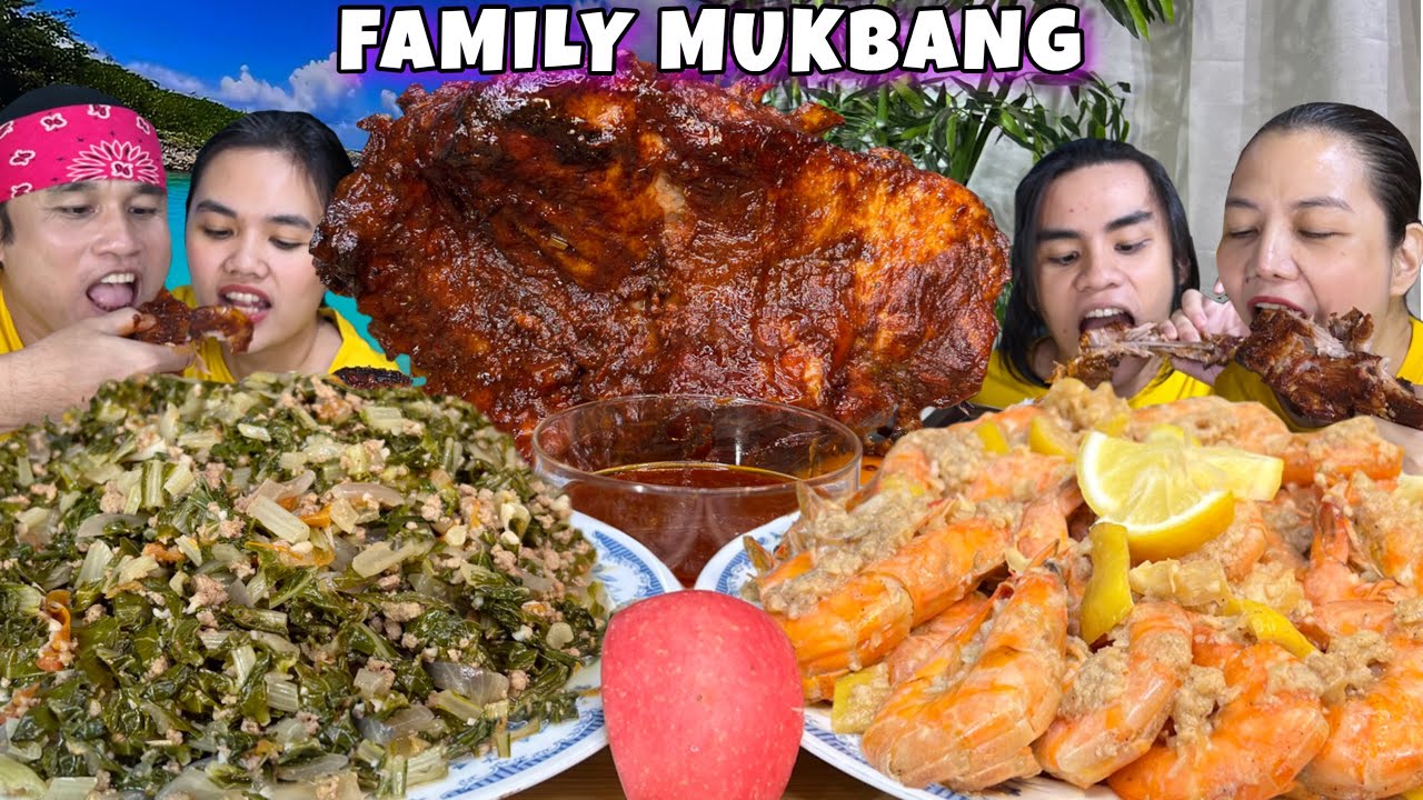 SUNDAY FAMILY MUKBANG | DINO BBQ RIBS | GARLIC BUTTER SHRIMP W/ LEMON, GINISANG PECHAY PINOY MUKBANG