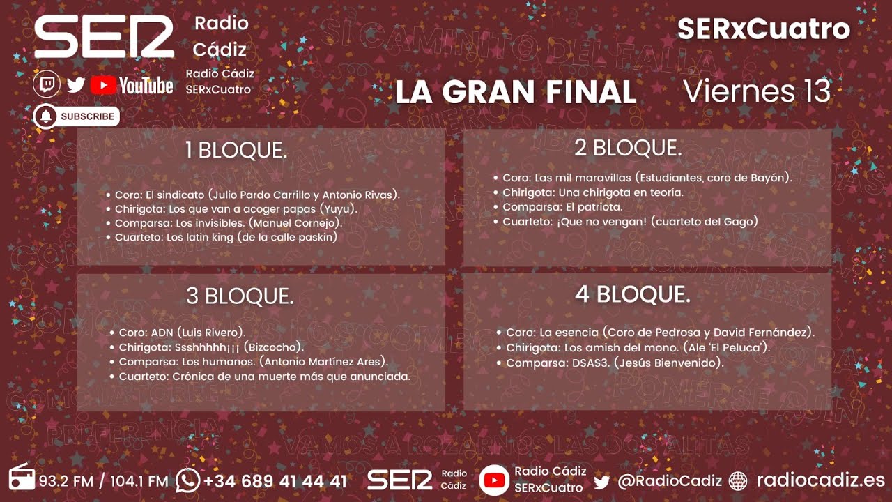 🔴 EN DIRECTO COAC2026: Sigue la Gran Final del Carnaval de Cádiz