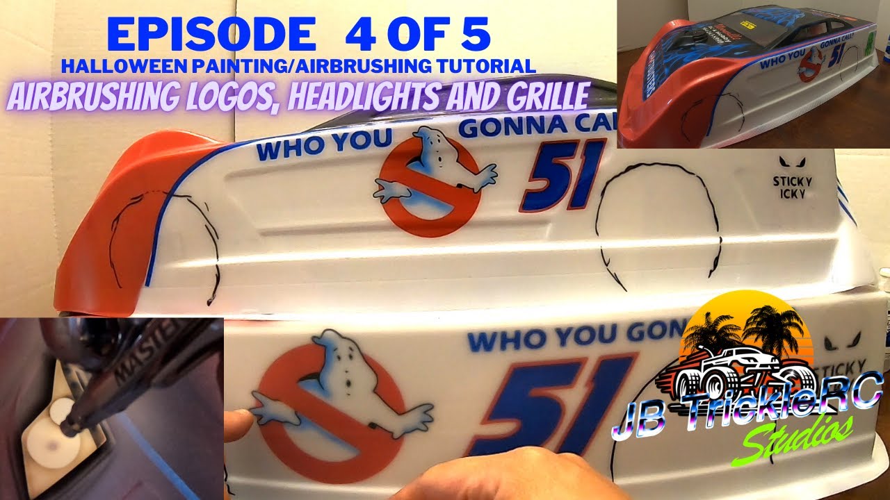 How to Paint/Airbrush RC Bodies Tutorial: 4 of 5:  (Airbrushing logos and headlights)