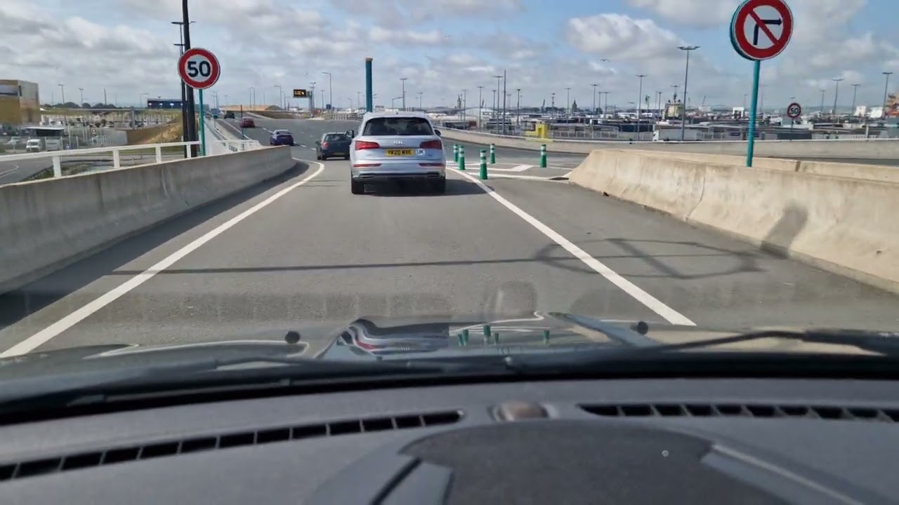 Driving off the Cross Channel Ferry in Calais, France