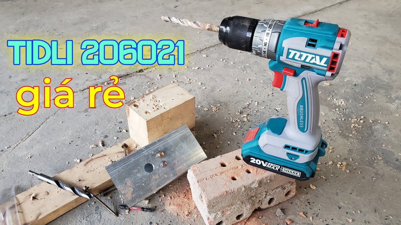 Đập hộp khoan pin TIDLI 206021 không chổi than 20v mới giá rẻ của Total _[Review & Sửa Chữa]