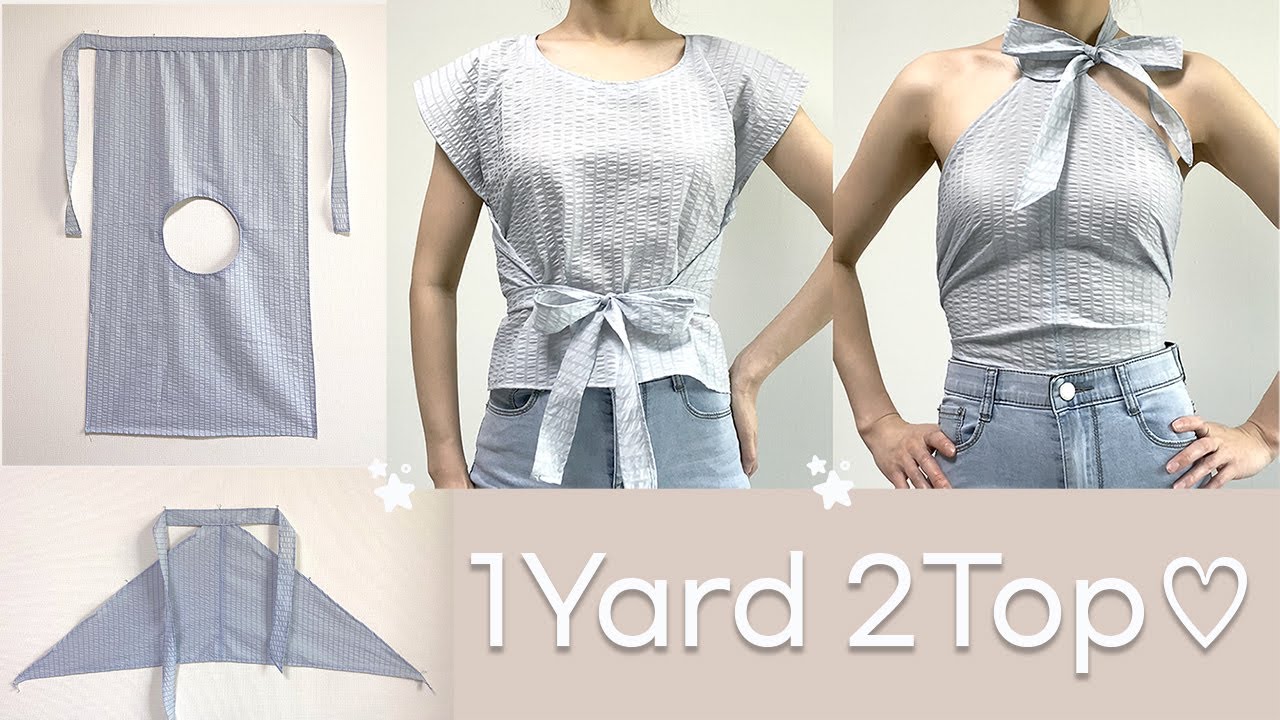 DIY 2 Simple Top ✂ 1 Yard : 2 Different Ways / Summer Top / Crop top Tutorial / For Beginner