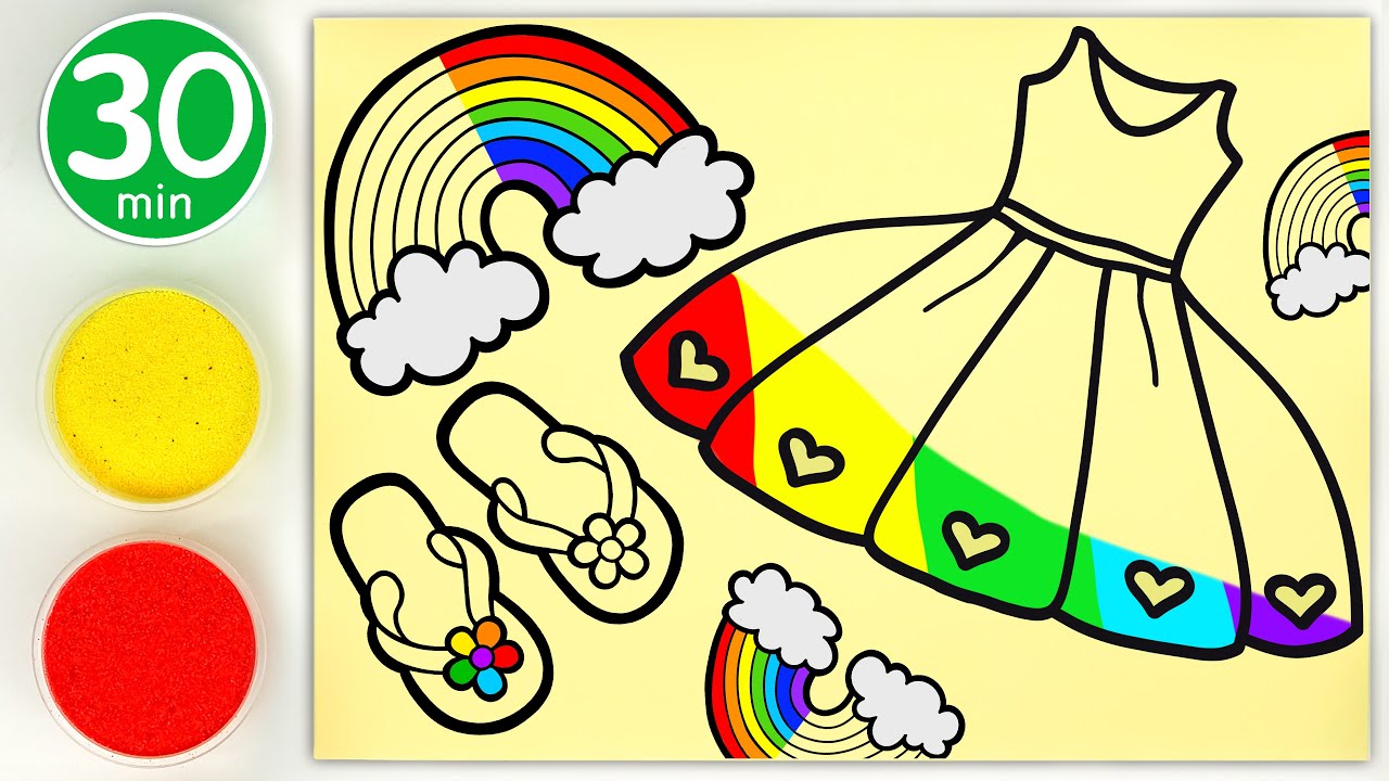 Sand Painting a Rainbow + more Drawing, Coloring Rainbow Pictures for Kids and Toddlers