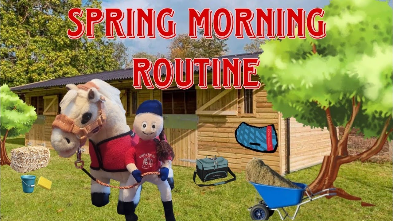 MORNING ROUTINE WITH MY TOY PONIES| DECORATING MY STABLE FOR EASTER WITH MY CRAFTY PONY RIDER!!