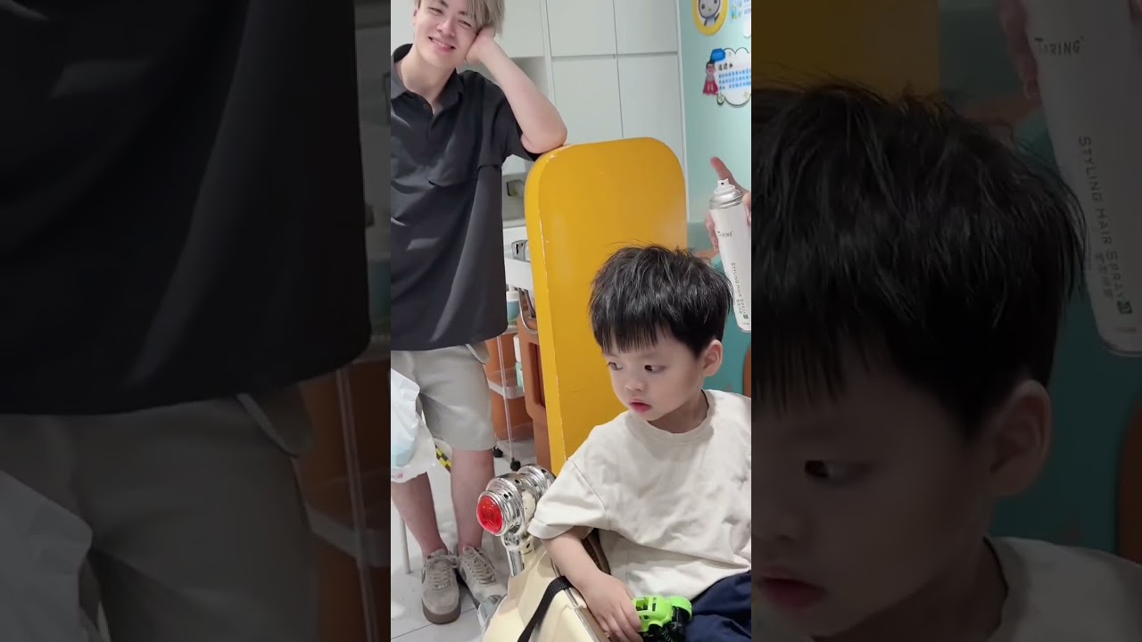lewen宝宝剪完头发被爸妈朋友夸帅夸得好开心！放学后潘爸又带他去楼下找朋友玩啦！潘爸乐文vlog｜baby lewen&pan#dadlife#babyboy#familylove