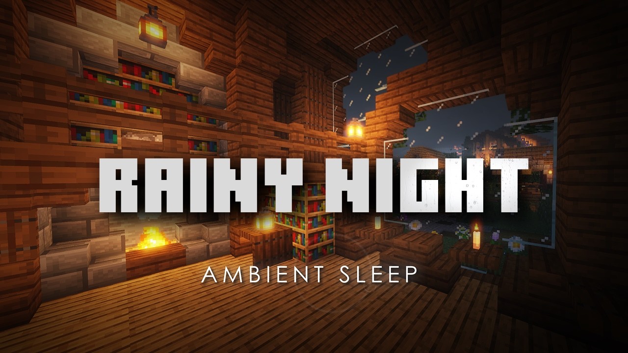Study In A Cozy Library While It Rains - Relaxing Sleep/Study Ambience (3 Hours)