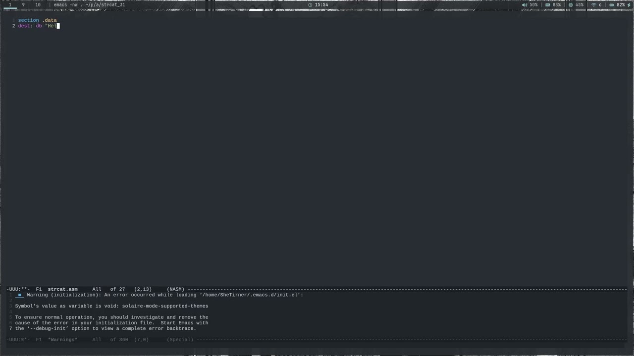Coding in Assembly (strcat function) Day 31.