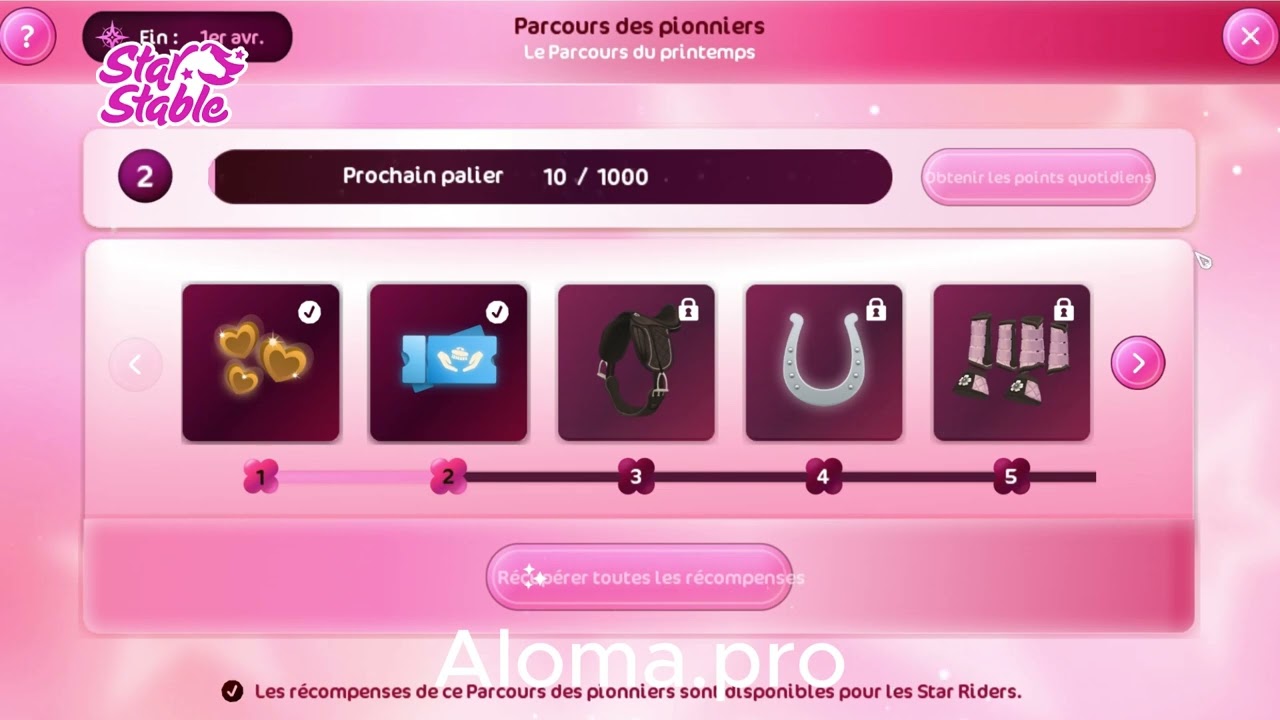 Mise à Jour Parcours du Printemps SSO STAR STABLE Aloma.pro